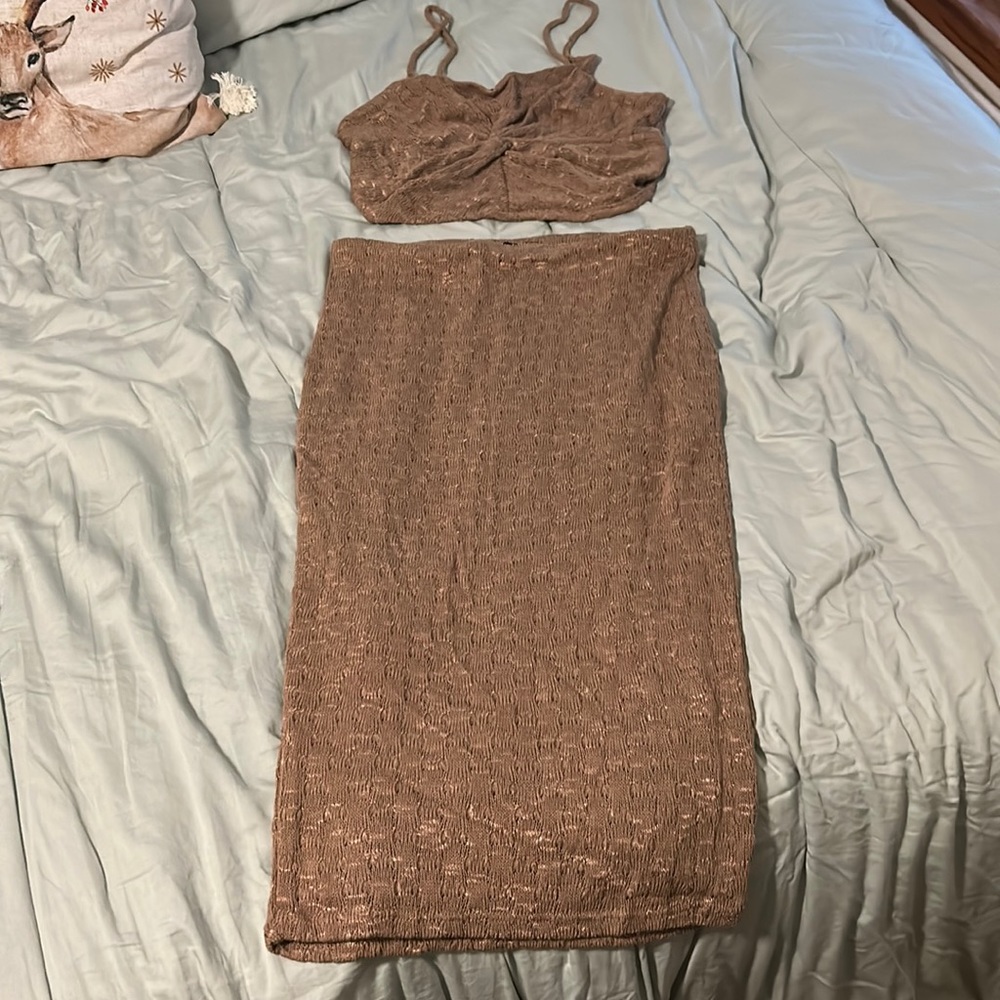 Crop tank and skirt set